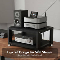 Space-Saving Desktop Audio Rack Sturdy and Long-Lasting Small Stereo Equipment Rack Stable Structure Audio Component Shelf Unobstructed Design for Audiophiles, Music Producers, Home Studio, Study Room
