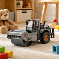 Road Roller Car Toy Construction Vehicle Alloy Large Mini Car Inertia Drive 4-6 Years Old Boys Birthday Present