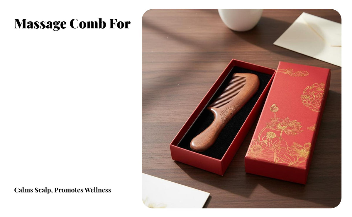 Wooden Comb and Mirror Quick Touch Ups Elegant Carvings Set for Purse