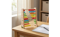 Safe and Sturdy 10-Row Abacus Sliding Beads Wooden Abacus Colorful Bead Counting Frame Printed Numbers