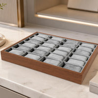 Multi-Slot Watch Tray with 24 Slots Velvet-Lined Watch Display Tray Soft Thin for Retail Counter