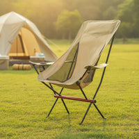 Folding Camp Chair Portable High-Back Chair with Armrests Lightweight Furniture for Campers, Anglers, Camping, Fishing, Beach