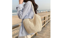 Large Capacity Cotton Crochet Tote Boho Chic Crochet Shoulder Bag Handmade for Shopping
