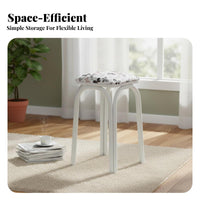 Soft Padded Seat Upholstered Tripod Stool Minimalist aesthetic Indoor Seating Multi-Functional Household Furniture Stackable Design for Students, residents, Adults, Small areas, Living Room, Bedroom, Entryway