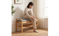 Shoe-Changing Bench Upholstered Shoe Bench Slatted Furniture for Entryway, Mudroom, Hallway