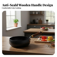 Hand Hammered Iron Wok Coating Handcrafted Iron Pan Multi-Cooktop Compatible Hammered Surface Wok for Individuals, Apartments, Dorm Rooms