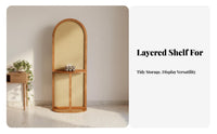 Vintage Design Rattan Screen with Shelves Multi-Functional Design Partition Cabinet with Storage Multifunctional Entryway Partition Cabinet Space Saving for Apartment Dwellers, Interior Decorators, Away Ice Workers, Bedroom