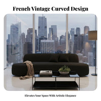 CurvedShaped Settee French Retro design Sofa Small Space accommodating Couch for Business Owners, Interior Designers, spa lounge, Boutique, Living Room