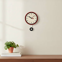 Wall Clock with Pendulum Decorative Pendulum Wall Clock Round Retro-Inspired for Homeowners, Living Room, Entryway