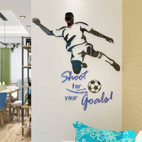 3D Soccer Player Wall Decal Self 3D Sport Wall Sticker Easy Installation House Decoration for Kids, Boys, Gym, Playroom
