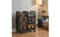 Slanted Shelves Rolling Mesh Rack Caster Wheels Toy Storage Rack Movable Rolling Shelf Metal
