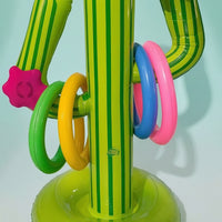 Easy to Inflate Inflatable Loop Toss Game Compact Loop-Toss Toy with Four Rings Portable Water-Play Tossing Game Waterproof for Families