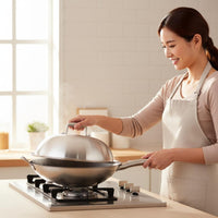 Universal Wok Lid Rust Resistant Stainless Steel Wok Lid Easy to Polished Metal Frying Pot Lid for Stovetop