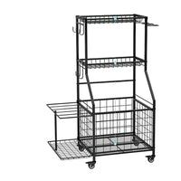3-Tier Mobile Carbon Steel Ball Storage Cart with Wheels
