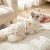 Neuter Suit for Cats, Short Sleeve Polyester Post Surgery Suit for Cats with Fasteners
