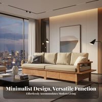 Storage Sofa with Drawers Japanese aesthetic Living Room Furnishing Nordic Aesthetic Wooden Couch for Homeowners, Families, Lounge Area, Bedroom, Office