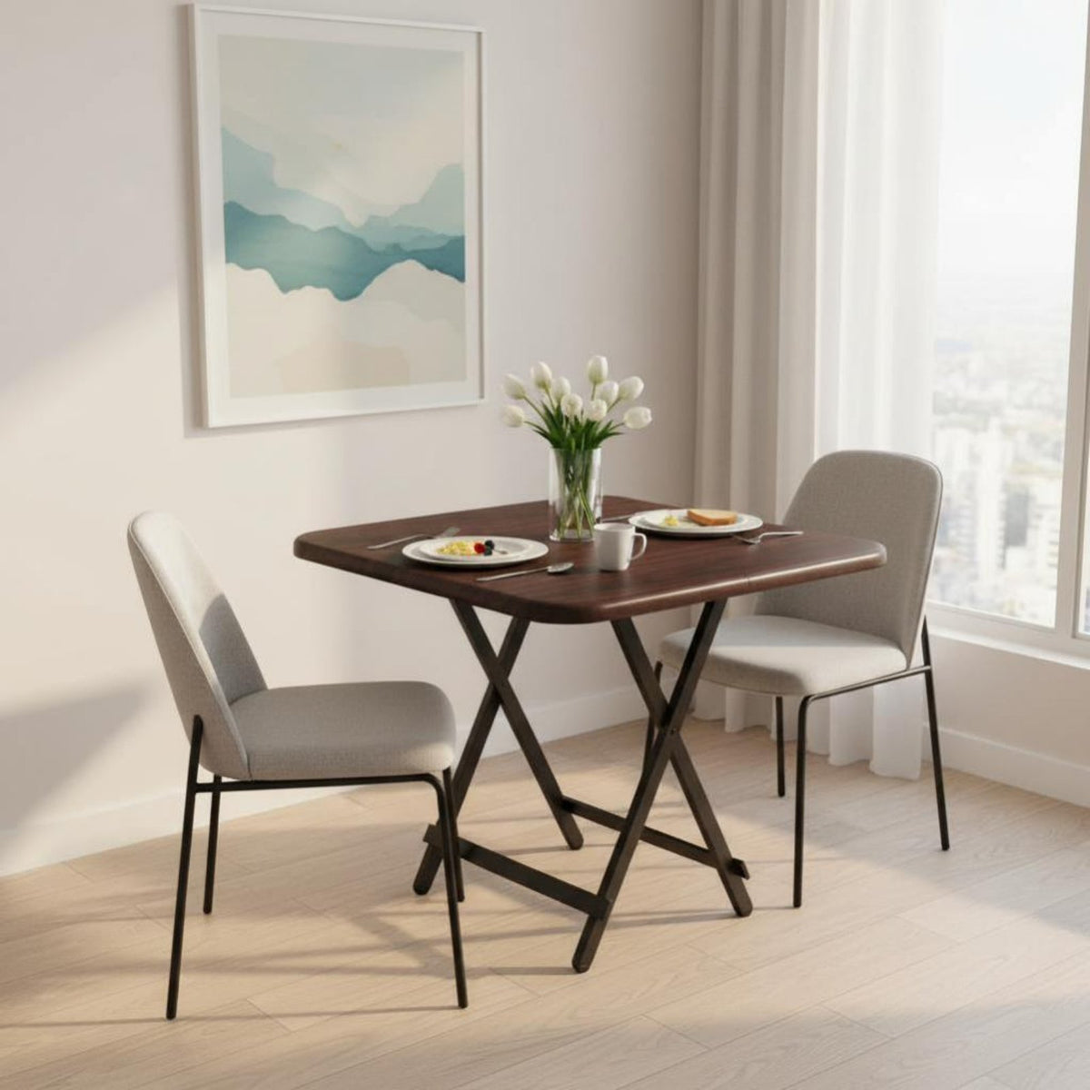 Foldable Design 4-Person foldable Square Table Space-Saving foldable Square Table Multi-Purpose Portable Furniture Lightweight for Street Vendors, Homeowners, Dining Room, Outdoor, Small Apartment, Camping