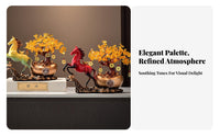 Housewarming Gift Horse and Wealth Tree Statue Good Luck Symbol Feng Shui Horse Ornament Exquisite Craftsmanship for New Homeowners