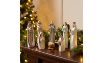 8 Pieces Nativity Scene Figurines Tabletop Nativity Set Resin Decorations for Mantel, Bookshelf