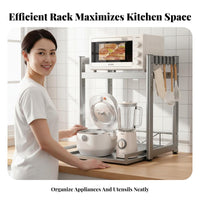 Space-Saving Adjustable Microwave Oven Stand Rust-Proof Countertop Appliance Organizer Heat Resistant Pull-out Kitchen Counter Shelf Sturdy for Home Cooks, Apartment Dwellers, Homeowners, Small Areas, Pantry, Office
