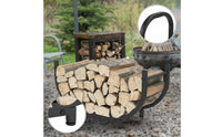 Heavy Duty Firewood Rack with Handle Sturdy Firewood Holder with Handle Space-Saving Metal Log Holder Rust-Resistant for Fireplace, Hearth