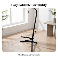 Metal Frame Foldable Guitar Stand Padded Contact Area Points Folding Guitar Stand Compact Storage Instrument Holder