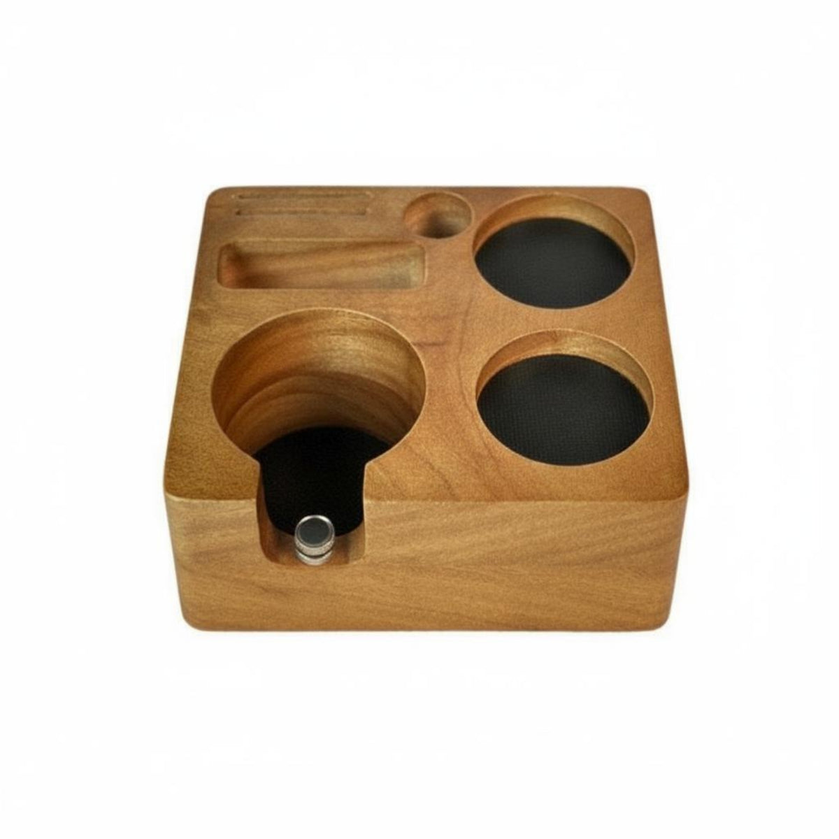 Solid Wood Wooden Espresso Tamping Station Multifunctional Coffee Professional Tool Organizer Block Adjustable for Baristas, Cafe Bar