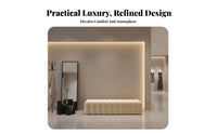 Multi-Functional Square Tufted Bench Comfortable Seating End-of-Bed Stool Versatile Design Long Ottoman Sturdy Construction for Homeowners, Business Owners, Families, Bedroom, Living Room, Retail Shop, Entryway