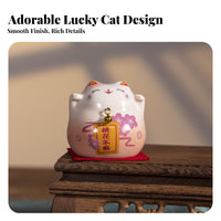 Ceramic Prosperity Cat Chinese Design Lucky Cat Ornament Good Luck Charm Welcoming Cat Statue for Business Owners, Homeowners, Desktop, Home