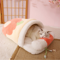 猫窝冬季保暖睡袋猫咪被子四季通用狗狗日系宠物垫子半封闭加绒厚