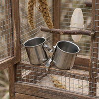 Parrot Feeder and Parrot Water Bowl, Stainless avian feeder Bowl with Rolled Edge, avian Food Cup with Clamp Holder for Cockatiel Feeder