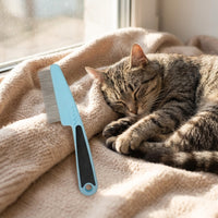 Dog Grooming and Cat Comb for Pet Hair Removal, Fine Tooth Dog Comb with Plastic Handle, Metal Lice Comb for Cat Grooming, 1 Pack Pet Comb