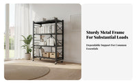Installation-No-Cost Foldable Rolling Shelf No Assembly Required Collapsible Wheeled Rack Movable with Wheels Household Storage Multi-Functional for Students, Renters, Homeowners, Dorm Room, Bedroom, Office, Kitchen