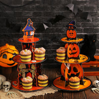 Halloween Pumpkin Multi-layer Cake Stand 3D Paper Tray