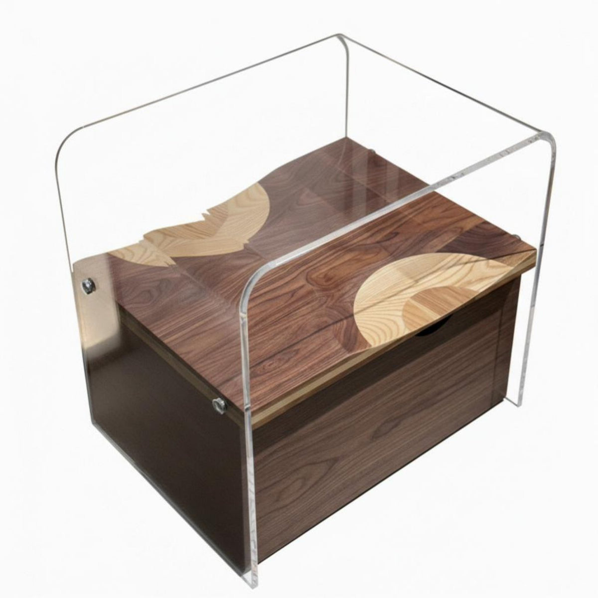 Wavy Glass Top Side Table sturdy Wood Frame Nightstand Minimalist design spaceSaving for Apartment Dwellers, Bedroom, Entryway