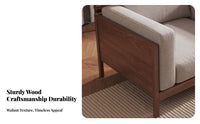 3-Seater Wooden Couch sturdy Wood Construction Sofa Natural Grain Finish Living Room Furniture for Apartment Dwellers, Homeowners