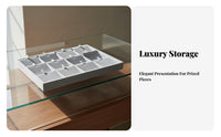 Elegant Gray Velvet Jewelry Display Tray Space Saving Compartment Jewelry Tray Multi-Functional for Vanity Top, Closet