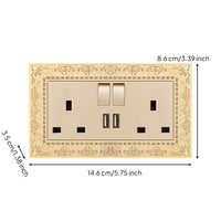 Vintage Wall Socket with USB Antique Finish Wall Outlet with USB Ports Decorative Decorator Receptacle Embossed for Bedroom, Hotel, Study