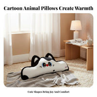 Long Soft Animal Cushion Support Starry-Eyed Cat Backrest Multi-Functional Cat Shaped Headboard Pillow for Teenagers, Bedroom, Dorm Room, Sofa