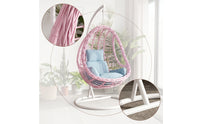 Hanging Swing Chair with Stand Rattan-Style Egg Chair with Stand Floor-Standing for Adults, Readers, Balcony, Backyard, Living Room