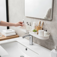 Quick-Draining Bathroom Sink Storage Rack Perforated over Faucet Storage Rack Lightweight Faucet Shelf with Drainage Multipurpose for Washstand