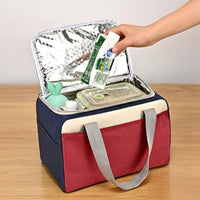 Lunch Box and Insulated Lunch Bags for Women, Oxford Cloth Cool Bag for Food Storage, Handheld Picnic Bag for Camping BBQ, Foldable 8L Capacity