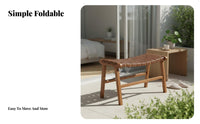 Wabi-Sabi Aesthetic Foldable Woven strap Chair Retro look Adjustable Wood Recliner Portable Patio Seating Easy to Crecline for Design aficionados, Homeowners, Balcony, Living Room, Bedroom, waterside