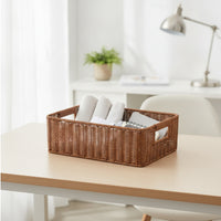 Woven Container Basket Rectangular Wicker Storage Basket Sturdy for Shelves