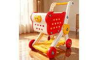 Role-Playing Toy Shopping Cart Toddler-Sized Play Shopping Cart Imaginative Trolley Smooth Rolling for Toddlers, Kids, Playroom