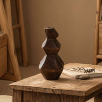 Wood Vase Geometric Wooden Vase Abstract Vessel for Shelf