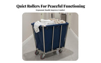 Hotel Housekeeping Trolley Large Capacity Stainless Steel Linen Cart Quiet Casters Heavy Duty Laundry Trolley for Janitors, Hotels, Guesthouses