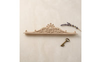 Scrolling Leaf Detail Carved Wood Applique Unfinished Vintage Floral Applique Unpainted Floral Wood Ornament Classic Style for Cabinet Tops, Door Headers, Decorative Woodwork