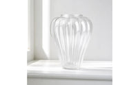Pumpkin Vase Transparent Glass Vase with Ribbed Body Aesthetic Flower Holder for Simplicity Seekers, Tabletop, Windowsill, Hydroponics