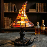 Halloween Stained Glass Witch Hat Lamp Witchy Witch Hat Lamp Witchcore Compact for Bedside Table, Reading Corner